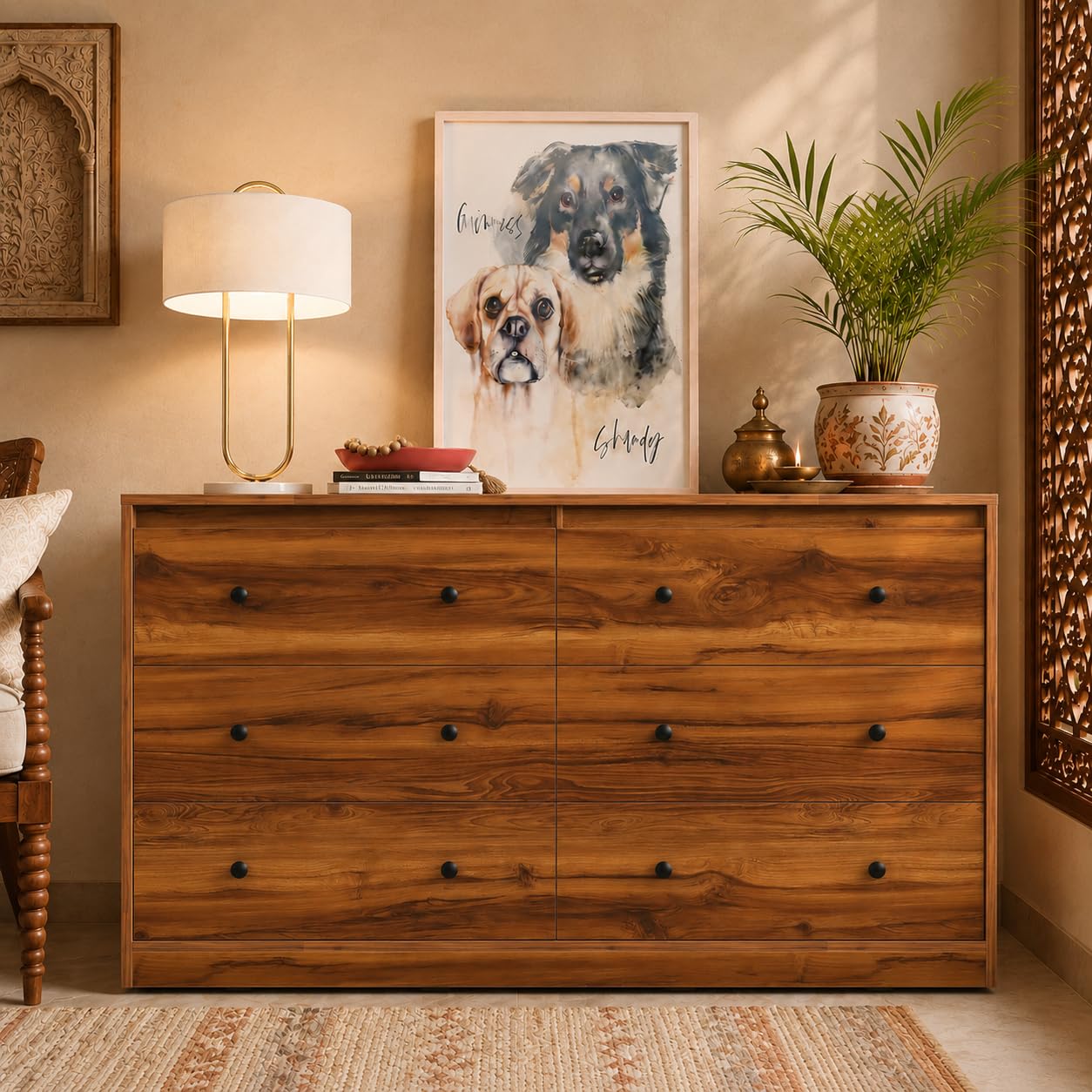 Studio Kook Engineered Wood Chest of Drawers – A Stylish and Durable Storage Solution for Bedroom, Living Room, and Office – Modern Design (Amber Walnut, Livaa)-image-1