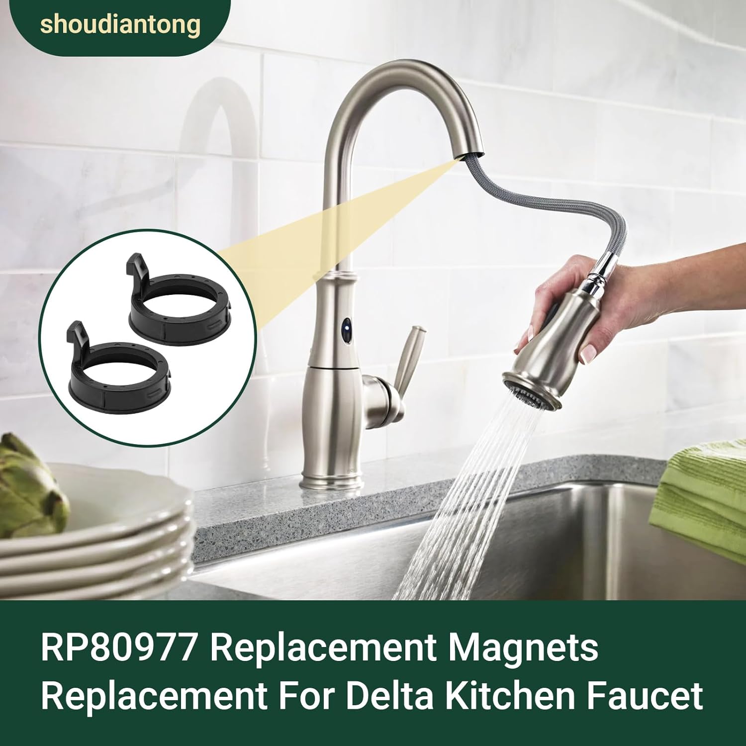 RP80977 Magnetic Ring Replacement for Delta Kitchen Faucet, 2Pcs Plumbing Magnet Kit