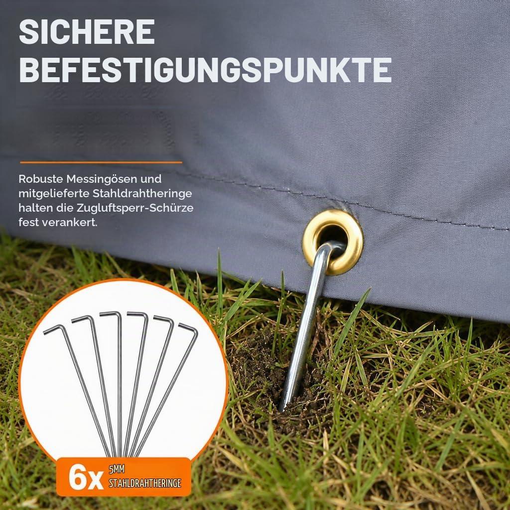OLPRO Vorzelt-Schürze und Zugluftstopper für große und LWB-Wohnmobile, 36 x 265 cm, Grau, Wohnmobil-Zugluftrock, Zugluftrock für Wohnmobile, Wohnmobil-Windrock, Wohnmobil-Zugluft-Rock