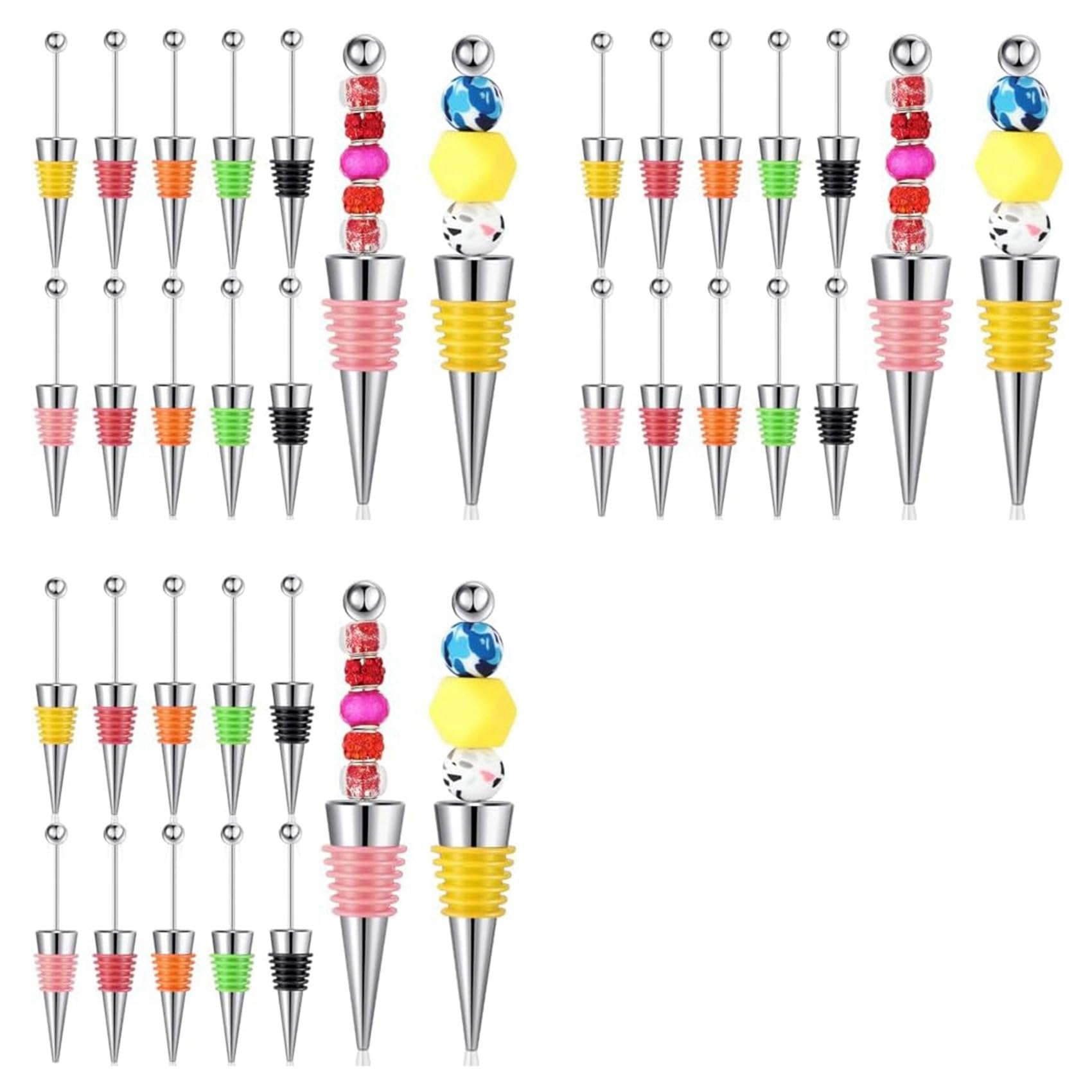 Vjsujehgy 36 Pcs Beadable Wine Stoppers for Wine Bottles Wine Saver Bottle Stopper for Beverage Gifts Holiday Party Wedding Bar