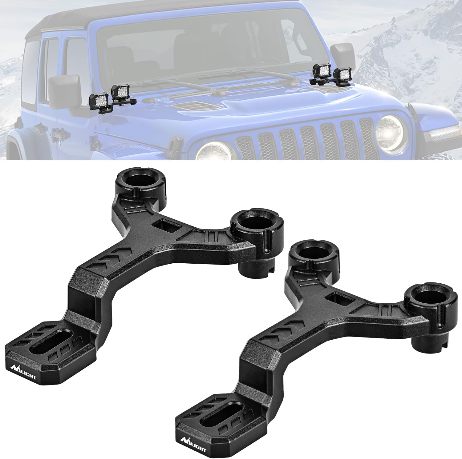 Nilight Dual Light Mounting Bracket for 2018-2023 Jeep Wrangler JL/JLU 2020-2023 Gladiator JT Front A-Pillar Assist Off Road LED Pod Light Work Light, 2 Year Warranty