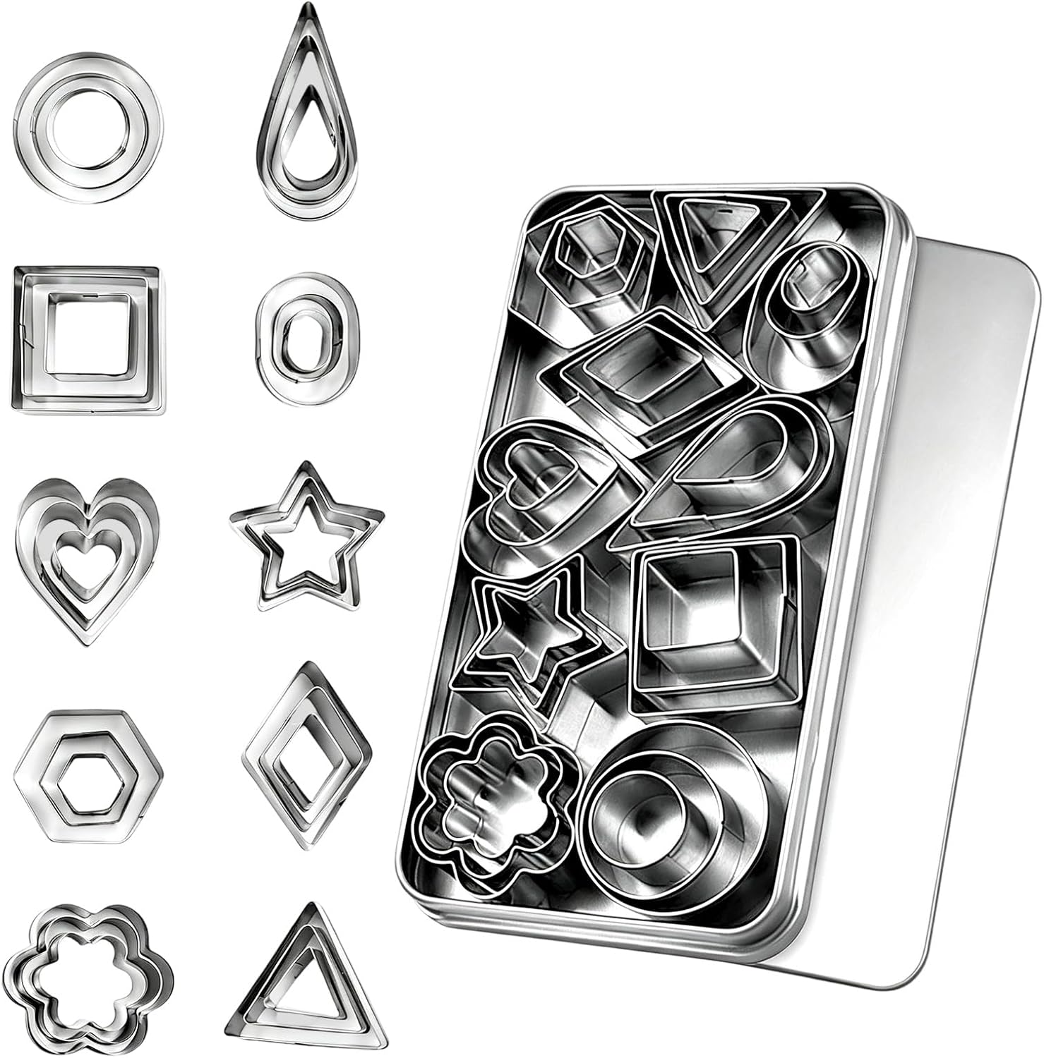 30 Pcs Mini Stainless Steel Cookie Cutters Set with Storage Box, Small Shape Baking Molds for Cookies, Polymer, Fruit, DIY Baking for Kids, Parties, Holidays & Kitchen Tools
