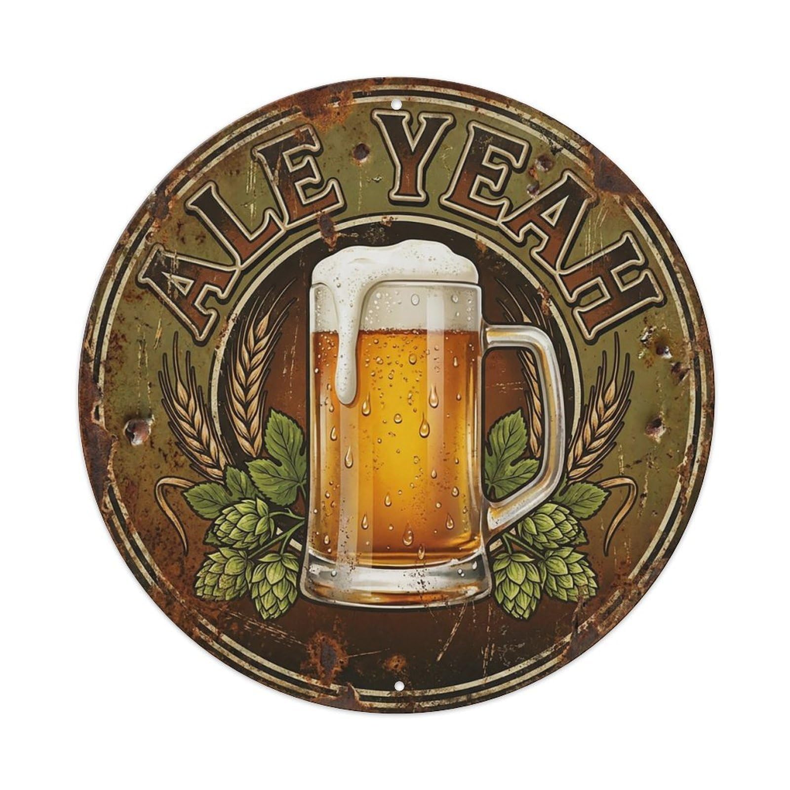 Vintage Beer Tavern Ale Yeah Retro Bar for Pub Vintage Metal Tin Sign Plaque Wall Decor for Cafe, Club Bar, Office, Garden Metal Poster 8x8Inch