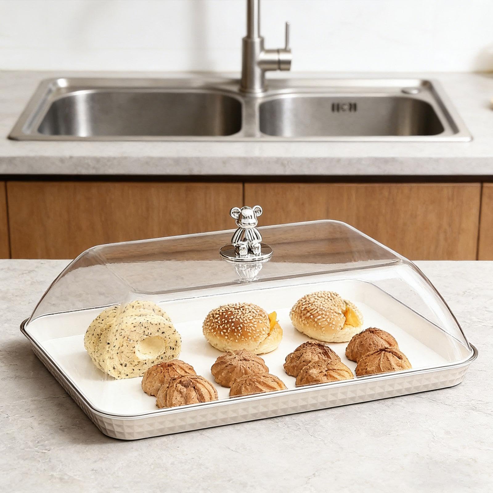 Soporte para Pasteles con Forma de Cúpula, Bandeja para Servir Postres, Soporte Multifuncional para Exhibir Pan, Soporte para Pasteles de Cocina, Sopo, L