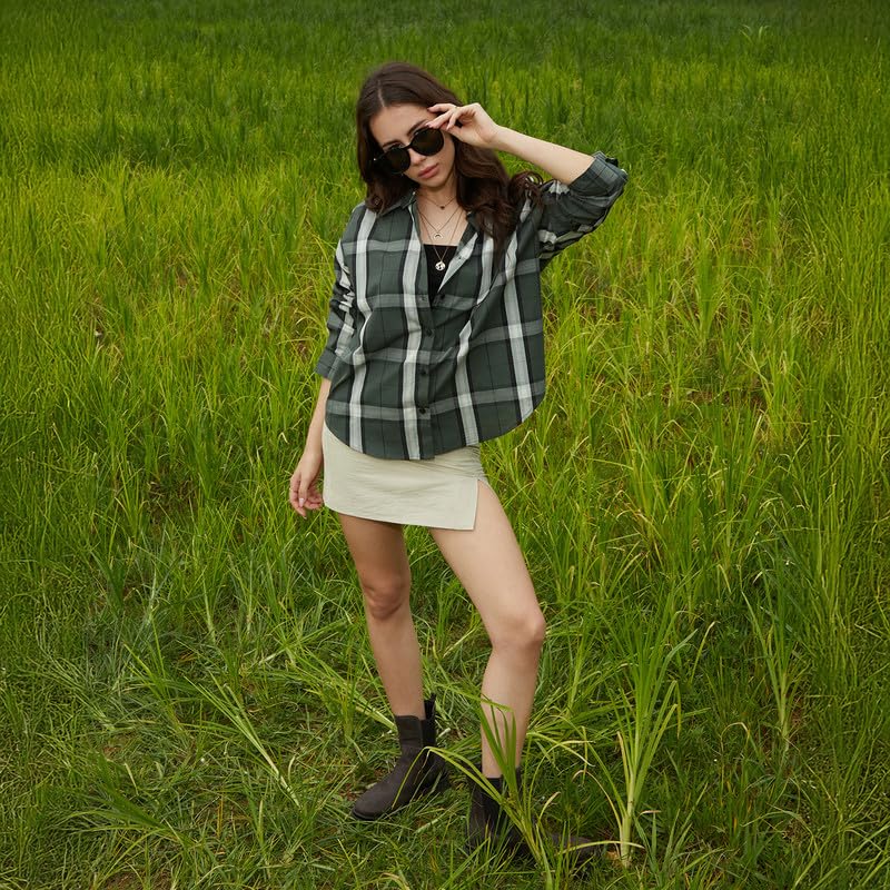 Image of PINACOLADA Women's Solid Oversized Shirt for Casual Wear | Spread Collar | Long Sleeve | Button Closure | Oversized Shirt Crafted with Comfort Fit for Everyday Wear