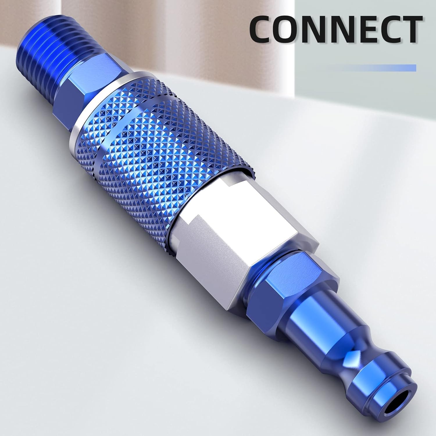 GASHER 12PCS Bule Quick Connect Air Coupler 1/4 Inch NPT Female Threads Size,1/4-Inch Female Industrial Coupler, (T-Style)