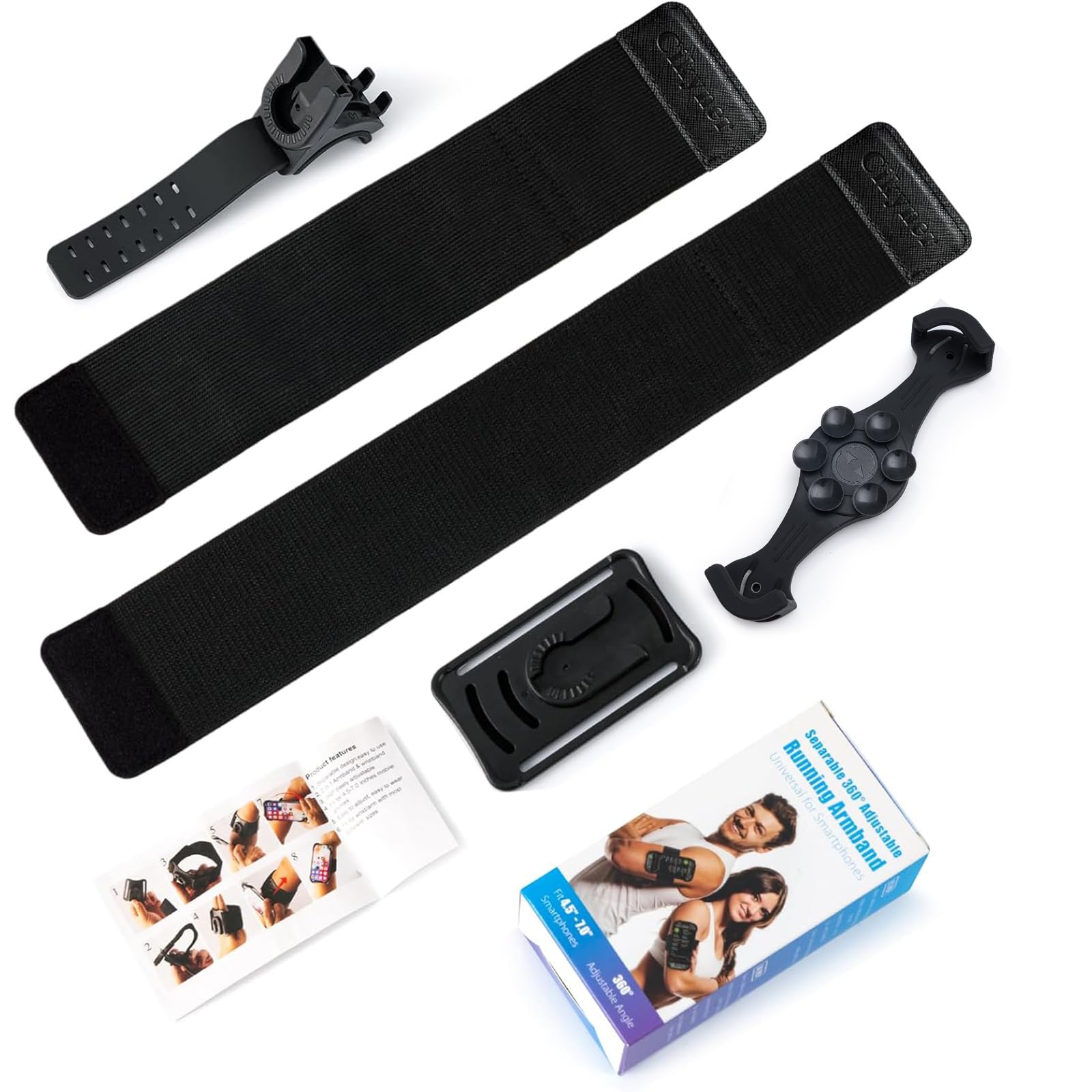 Cikyner Fascia da braccio girevole 3 in 1, supporto per telefono da corsa rimovibile per iPhone da 11,4 a 17,8 cm, palestra, escursionismo