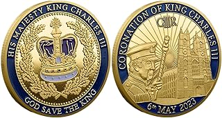 2 King Charles Coronation Coin, King Charles III Metal Commemorative Coin British, The King of England Charles III Gold Pl...