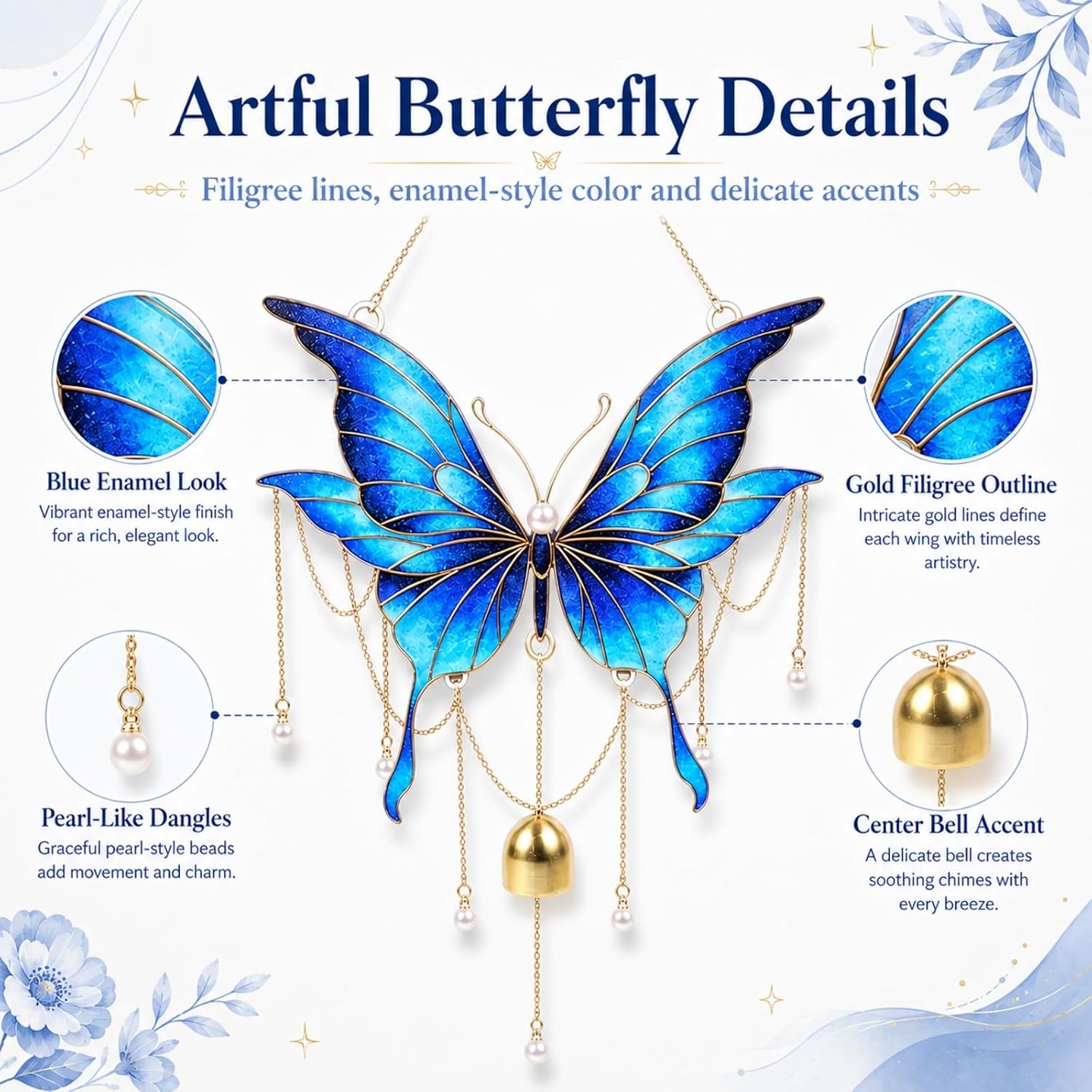 DIY Filigree Cloisonne Enamel Butterfly Wind Chime Craft Kit image 4
