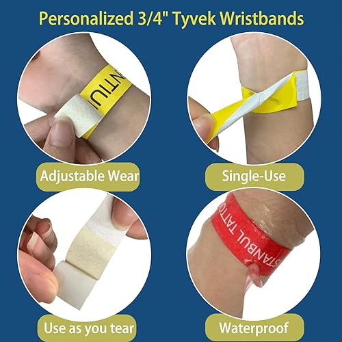 Miniatura 4 de Hasta 10000 pulseras personalizadas para eventos, pulseras personalizadas Tyve de pulgadas, pulseras de papel personalizadas para fiestas con