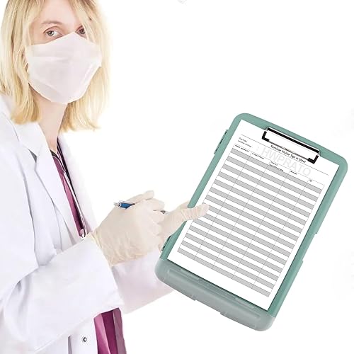 Miniatura 5 de HWPRATO Tableros de clip de 8.5 x 11 pulgadas con almacenamiento para portapapeles de enfermería con soporte para bolígrafos, portapapeles de