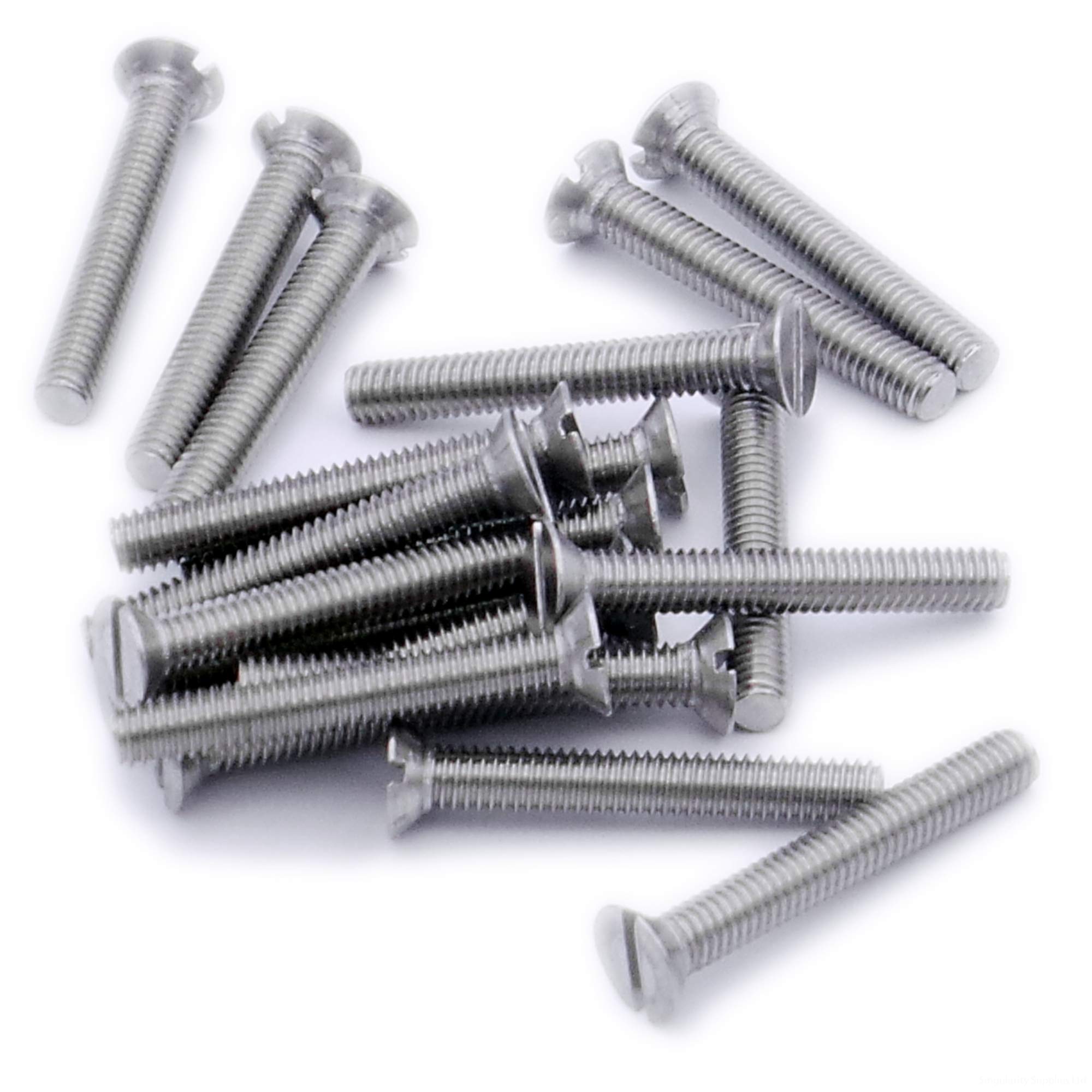 Singularity Supplies Silver M4 (4Mm X 14Mm) Slot Countersunk Machine Screw (Bolt) - Stainless Steel (A2) (Pack Of 20)