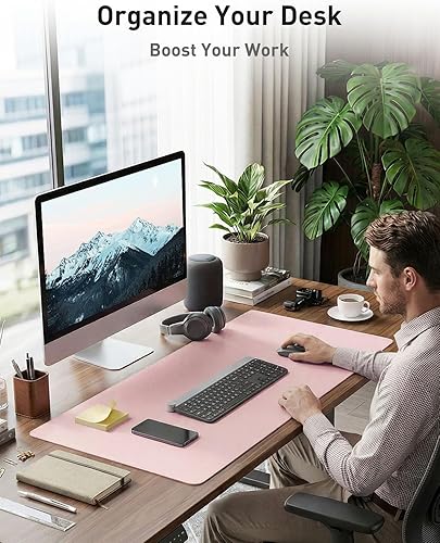 Miniatura 174 de Aothia Tapete protector de escritorio, alfombrilla para mouse, antideslizante, impermeable, de piel sintética, secante de escritorio, para Verde