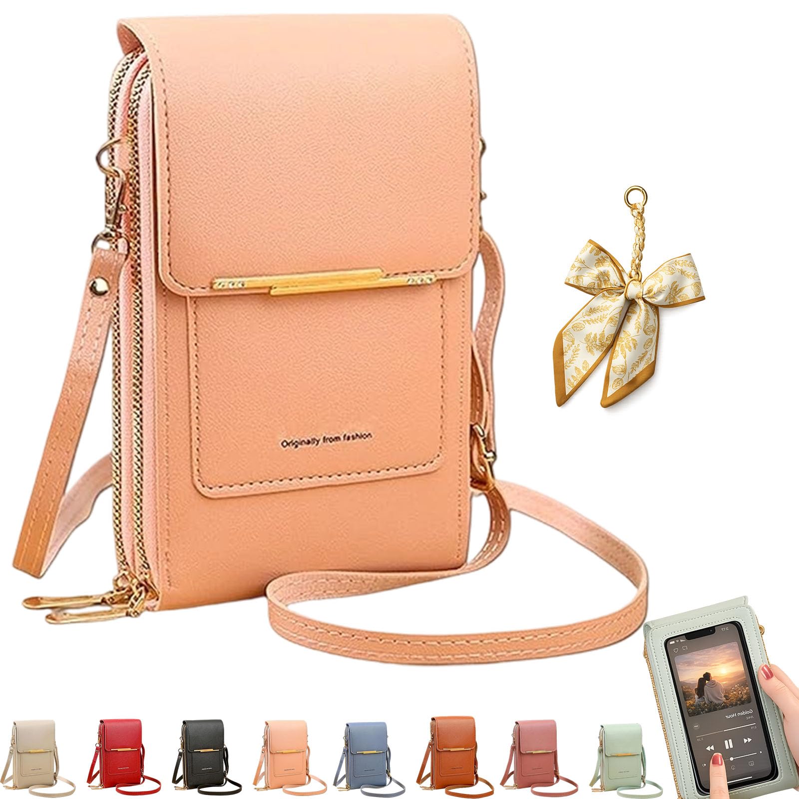 Women's Touch Screen Mobile Phone Messenger Bag, RFID Leather Crossbody Wallet Purse, Anti-Theft Shoulder Strap — view 14