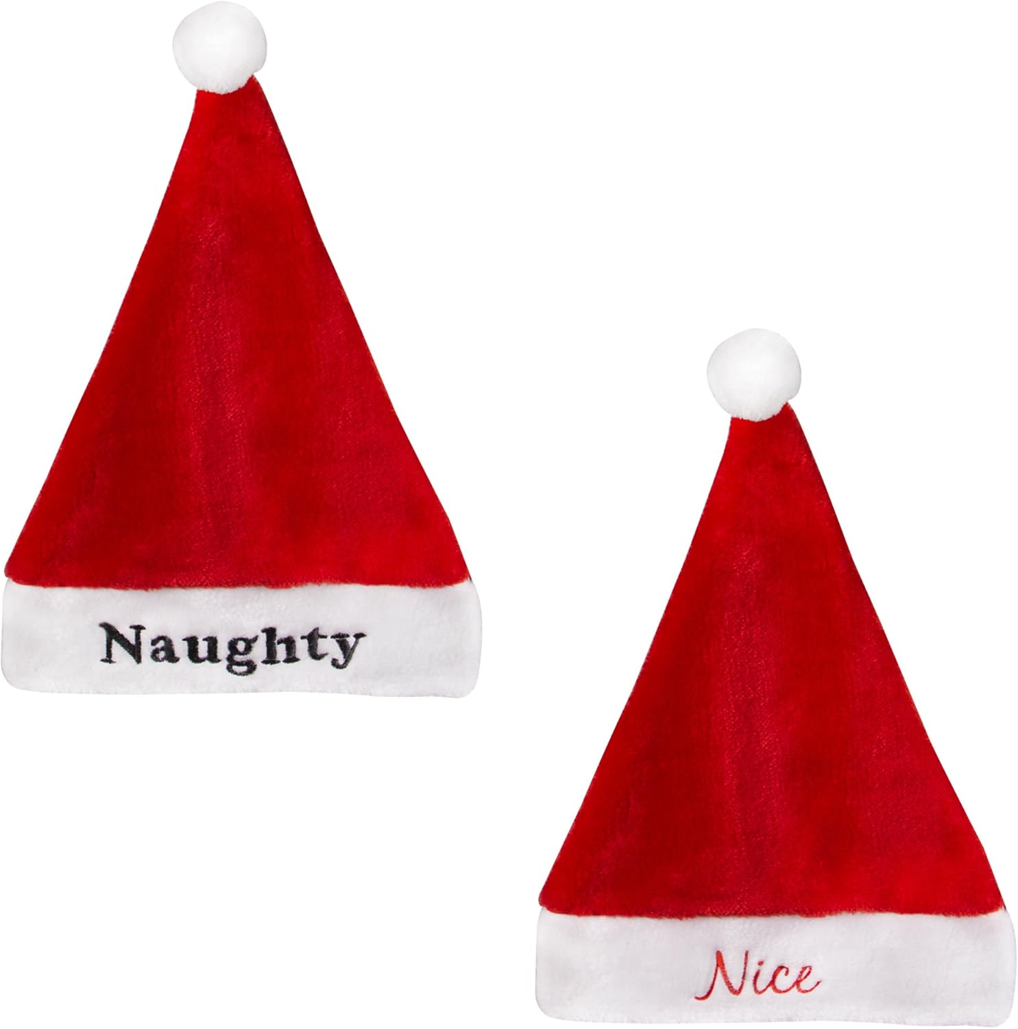 Windy City Novelties Christmas Santa Claus Plush Hat (2, Naughty & Nice, one size fits most)