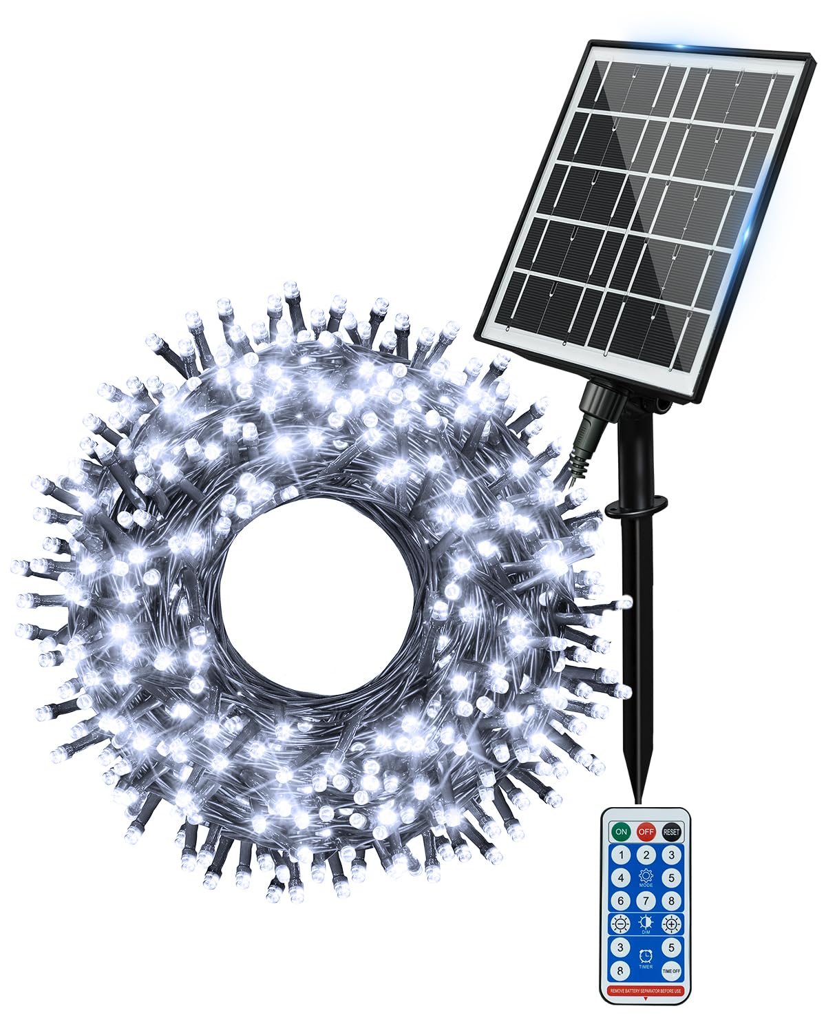 Ollny Solar Lights Outdoor Garden 60m 600 LEDs Fairy Light, Waterproof Cool White String with 8 Modes Large Capacity, Outside Decorative Lighting for Tree Fence Gazebo Patio Camping Decorations
