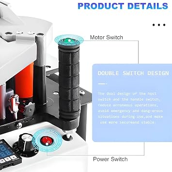 Portable Edge Bander, 1200W Edge Bander Adjustable Speed Wood-PVC Woodworking Edge Bander Machine with Double Side Gluing, 7-60mm Edge Banding Height,Black