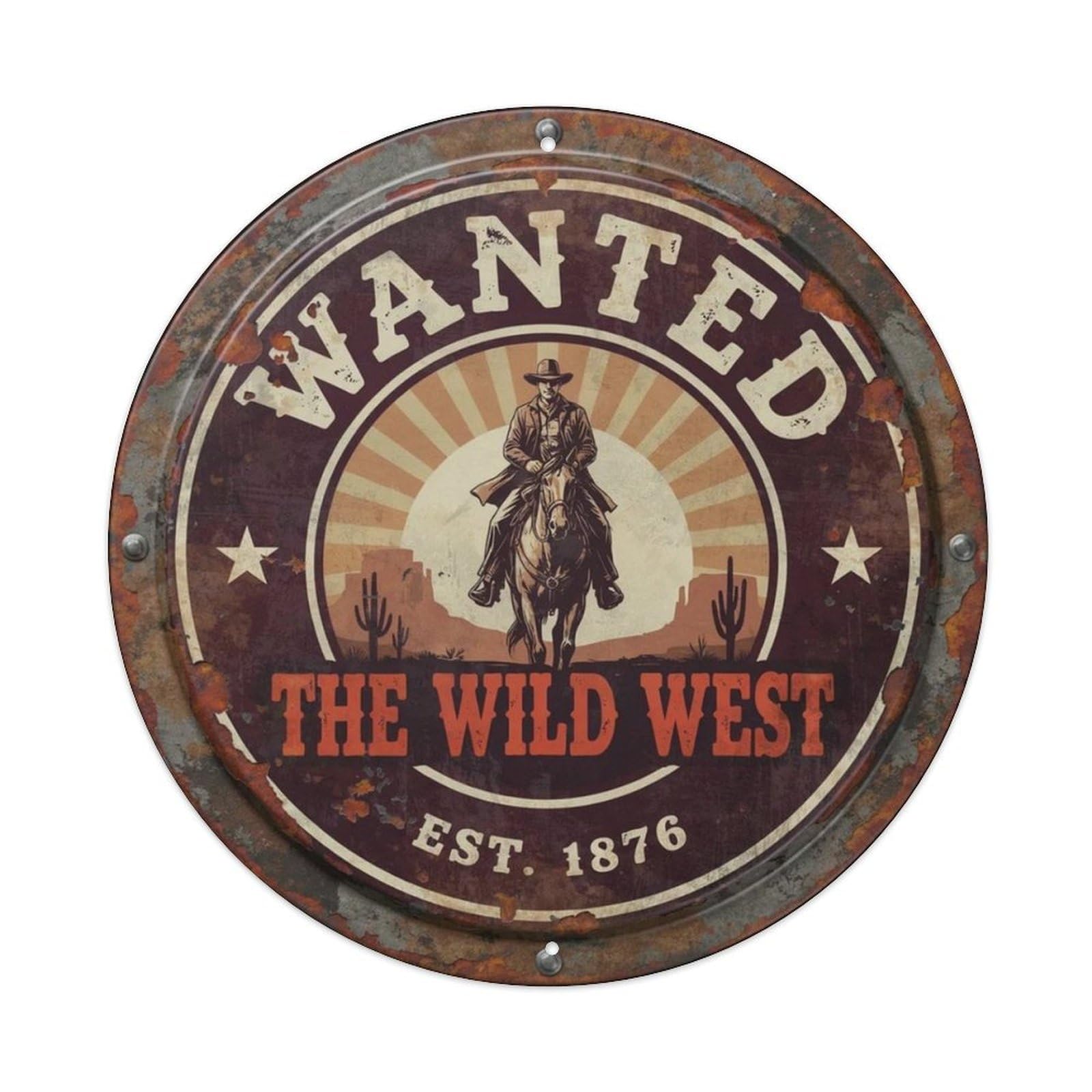 Western Cowboy Style. Metal Tin Sign Plaque