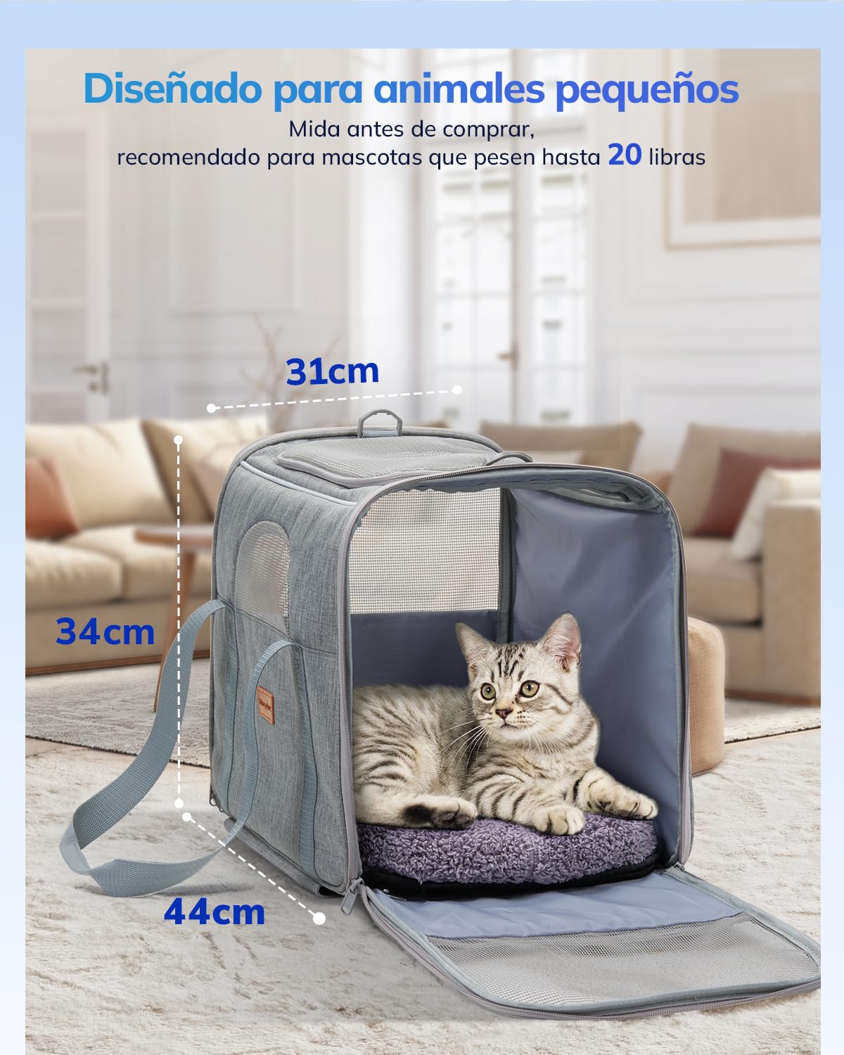 Morpilot Transportin Gatos Perros con Ruedas y Varilla Telescópica Bolsa Transporte de Viaje para Gatos Perro Plegable Carro con Ruedas Extraíbles