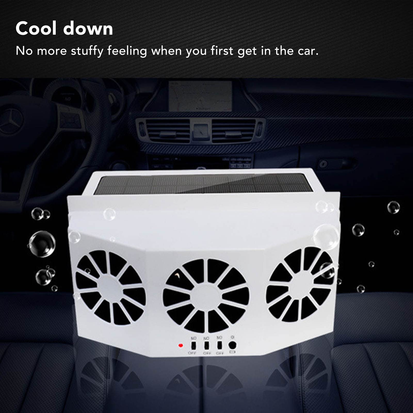 Ventilatore per Auto Ad Energia Solare, Radiatore per Auto Ad Energia Solare, Grande Angolo Grandangolare 3 Ventole Deodorante Ventilatore di Scarico per Auto a Risparmio