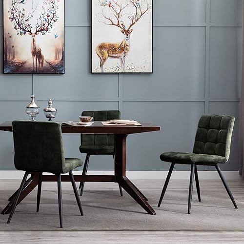 Miniatura 27 de DUHOME Juego de 4 sillas de comedor de terciopelo, sillas de comedor modernas de mediados de siglo con patas de metal, sillas auxiliares, sillas de