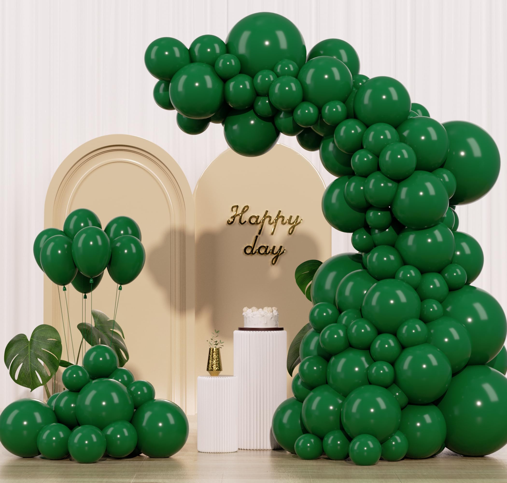 Photo 1 of IXVAN Dark Green Balloons 145pcs Different Sizes 18 12 10 5 Inch Forest Green Balloons for Birthday Wedding Baby Shower Jungle Summer Theme Anniversary Celebration Decoration