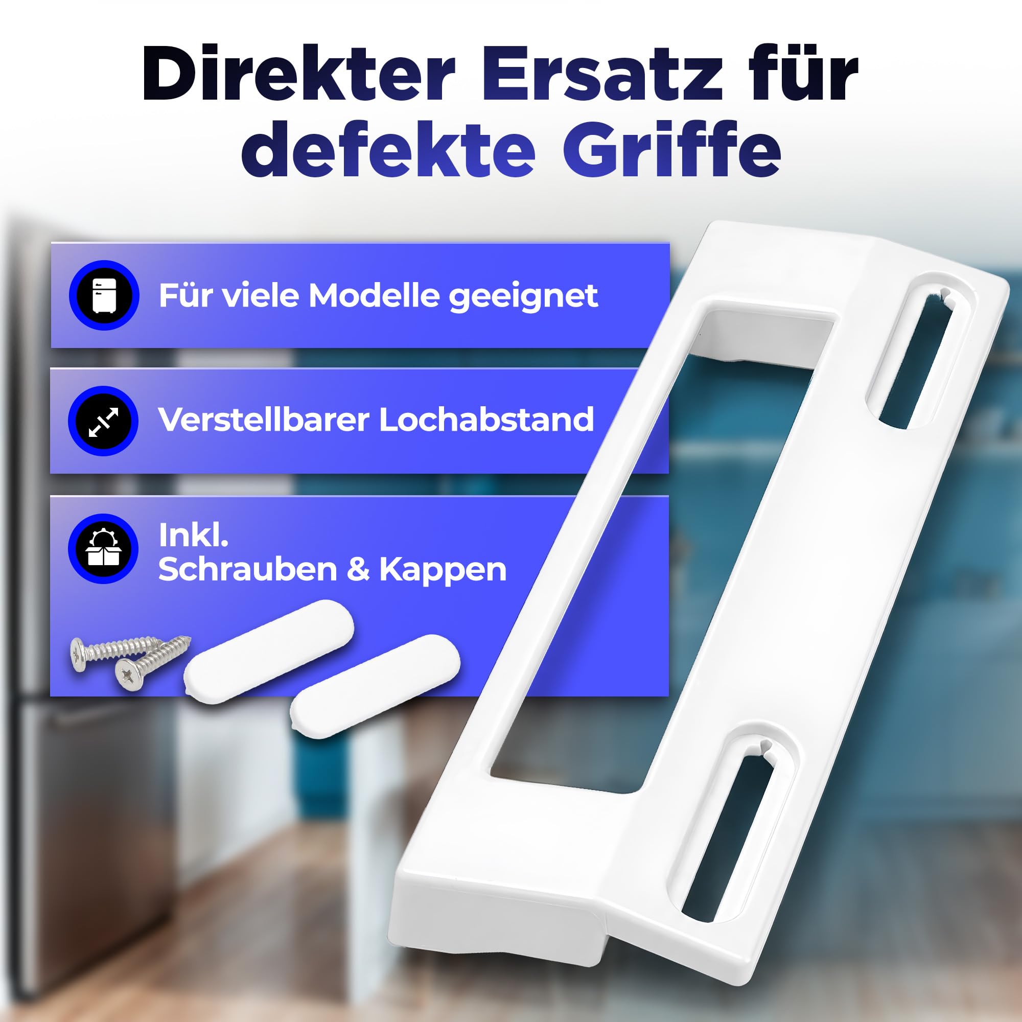 Kühlschrank Griff Länge 200 mm Lochabstand 120-180 mm Universal für Kühlschrank/Gefrierschrank