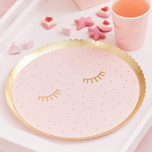 Ginger Ray Pink Pamper Party Paper Plates 8 Pack Girls Sleepover
