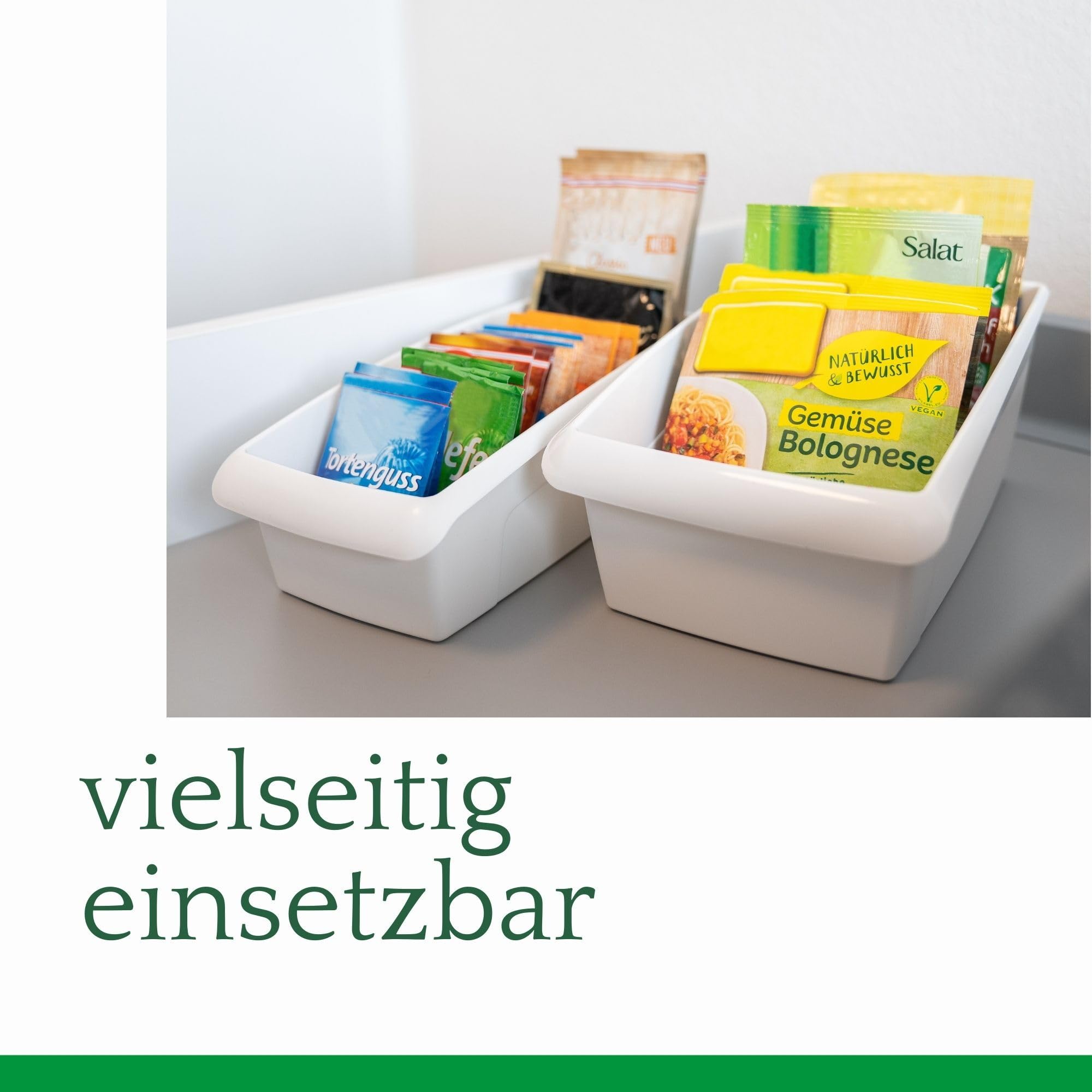 Novaliv Suppentütenboxen Set - 25 x 12 cm und 25 x 16 cm WEISS - Gewürzaufbewahrung Box - Ordnungssystem für Schubladen