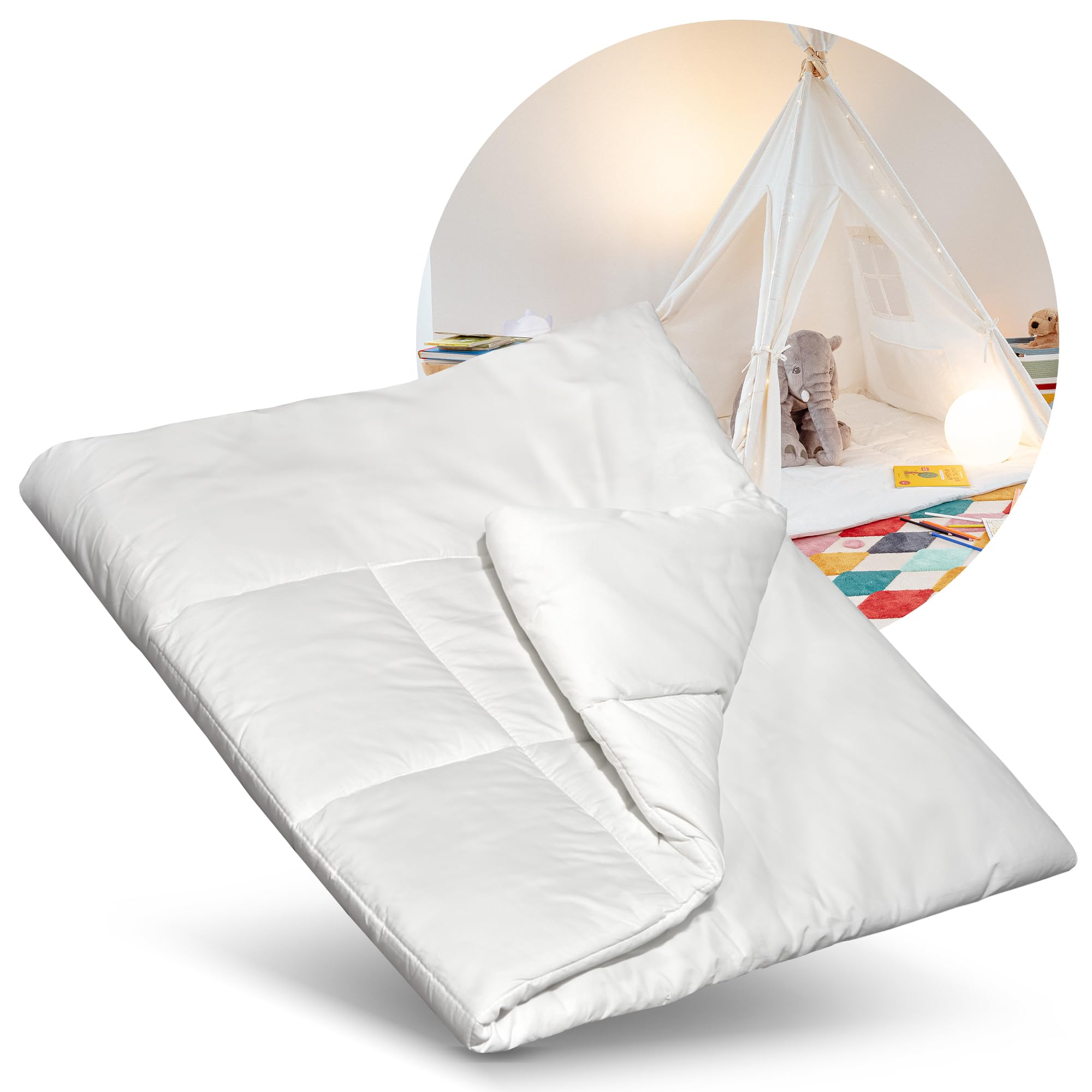 ALRITHO® Bodenmatte mit Bändern 120x120cm | gepolsterte Matte für Tipi Zelte für Kinder, Spielzelte, Spielhäuser