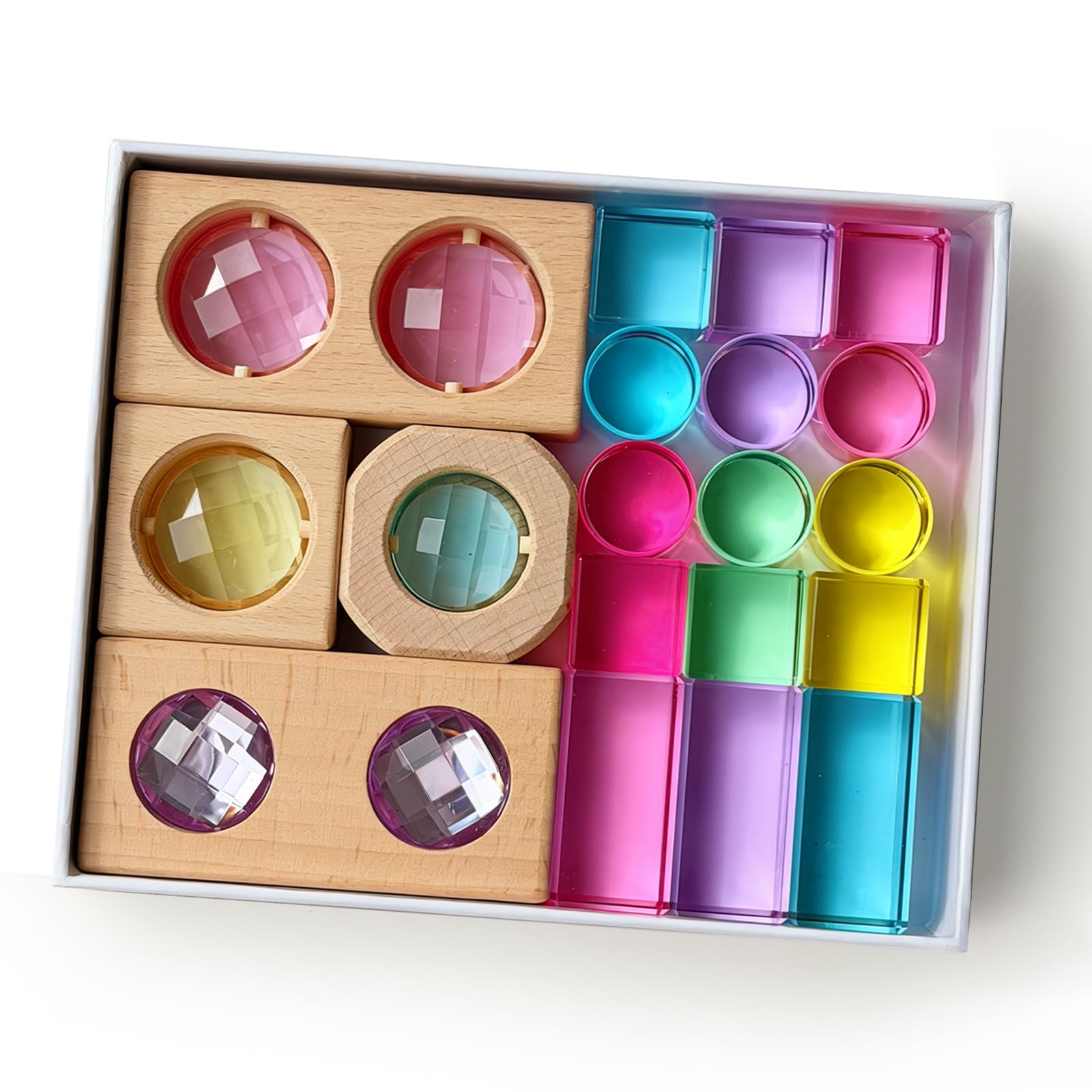 Set de 19 Blocs Acrylique Lumineux (Macaron), à empiler Effets Lumineux