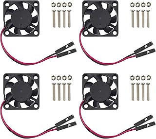 Easycargo Cooling Brushless 3.3V 5V DC Quiet Fan for Raspberry Pi 4B, Pi 3B+, RetroFlag NESPI Case (30mmx30mmx7mm) (Black 4-Set)