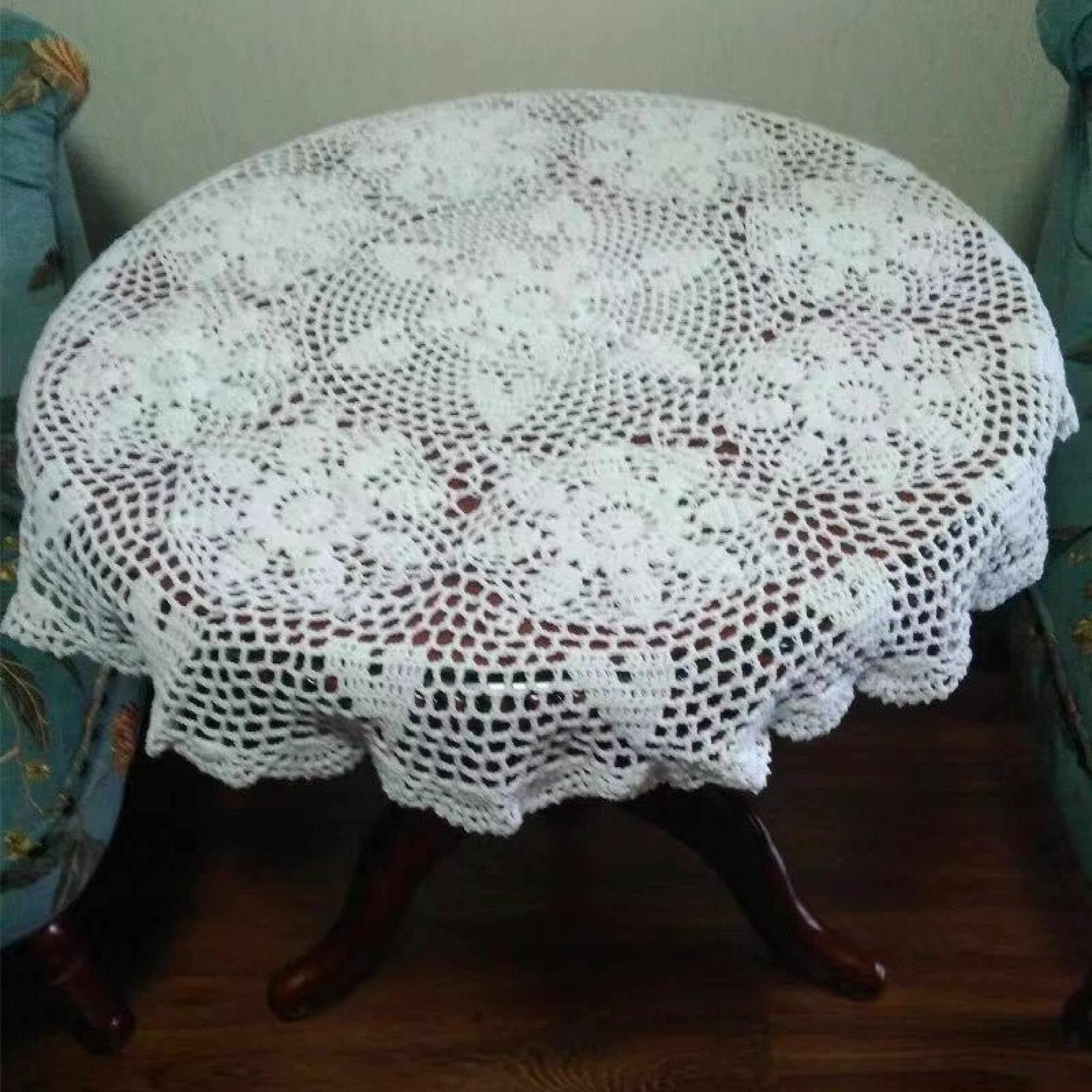 Runde handgefertigte Tischdecke mit Blumen, gehäkelt, für Küche, Kaffee, Tee, Party, Heimdekoration, 160 cm, Beige