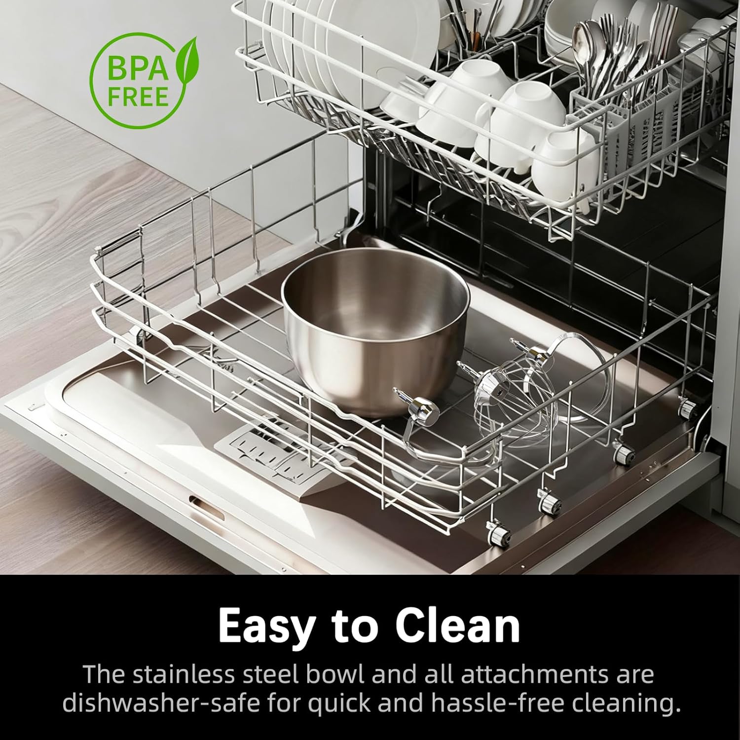 Stand Mixer, Compact & Space-Saving 3-Quart Stainless Steel Bowl, Unique & Playful Design, Effcient 300W Motor, Dishwasher-Safe Attachments, SM-2549A, Black