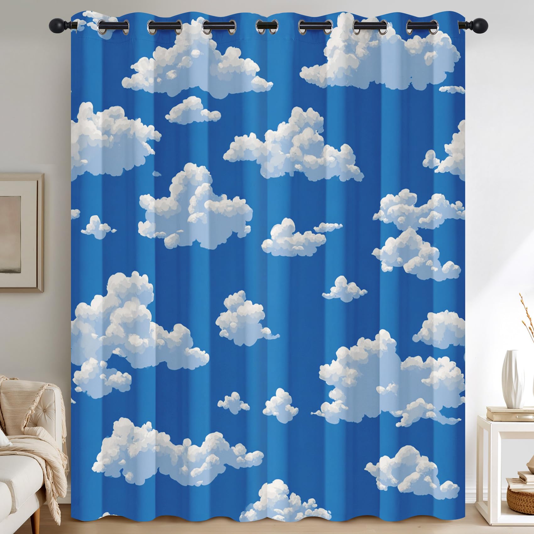 Générique Rideau Occultant Nuage Blanc Mignon, 75x166 cm (LxH)