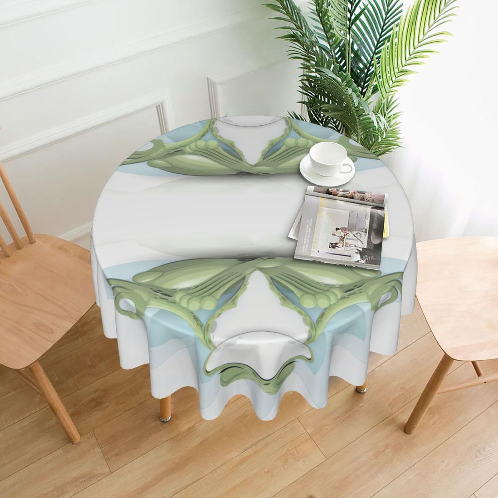 Uusnwaa Funny Yoga Frog Print Round Tablecloth 60 Inch, Stain Wrinkle Resistant Washable Polyester Table Cover For Kitchen Party