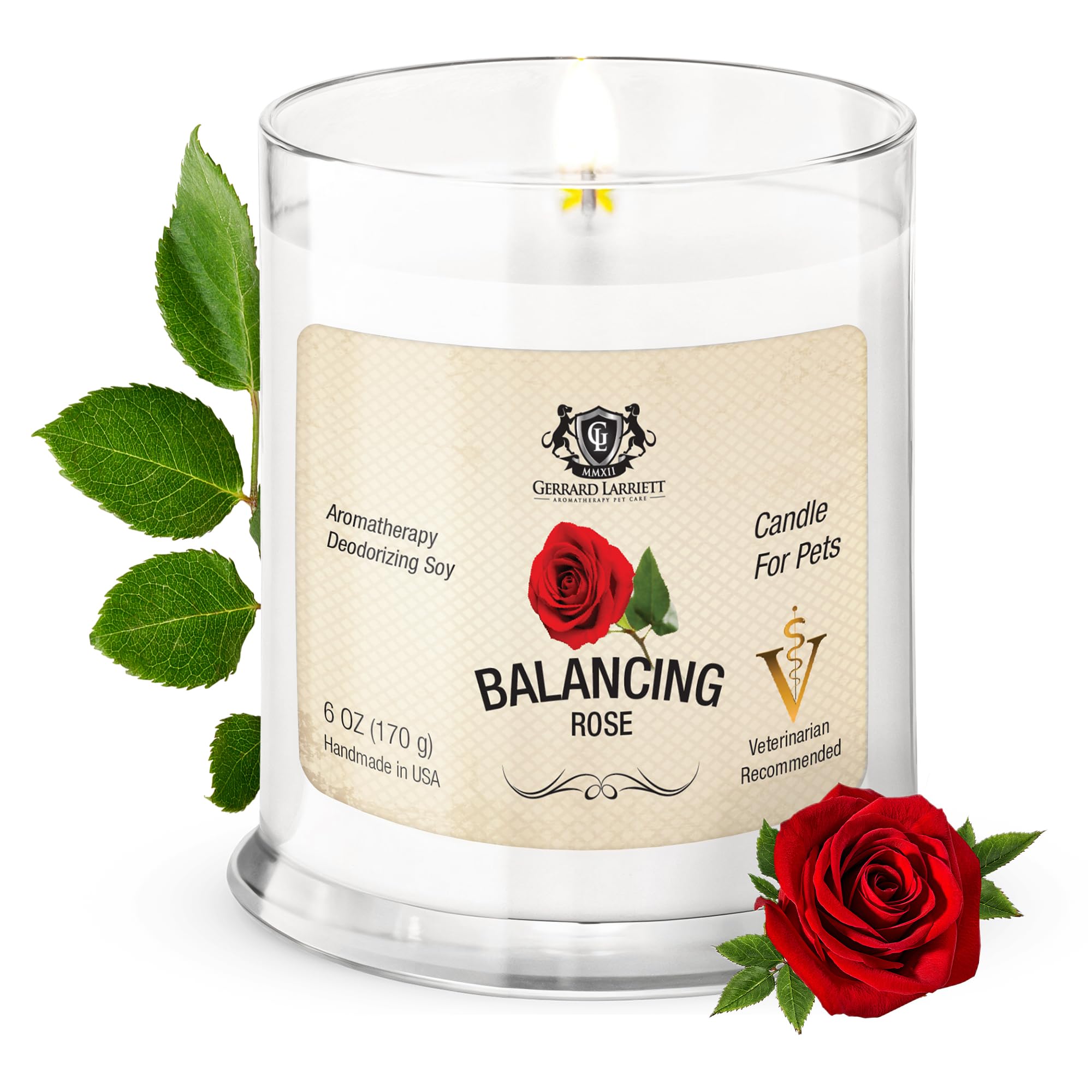 Pet Odor Eliminator Candle Balancing Rose Scented Candle, Calming Candles Aromatherapy for Home Decor, Soy Wax Pet Candles Odor Eliminator for Animal Lover, Aromatherapy by Gerrard Larriett