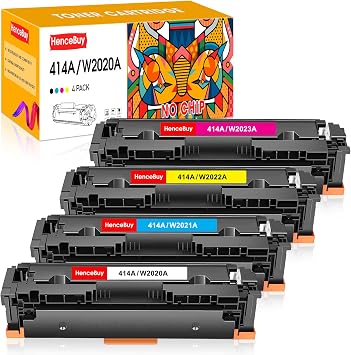 Amazon.com: HenceBuy - Cartucho de tóner compatible con HP 414A 414X 414  W2020A (sin chip) funciona con impresora Color Pro MFP M479fdw M454dw  M479fdn M454dn M479 (negro, cian magenta amarillo, 4 unidades) :