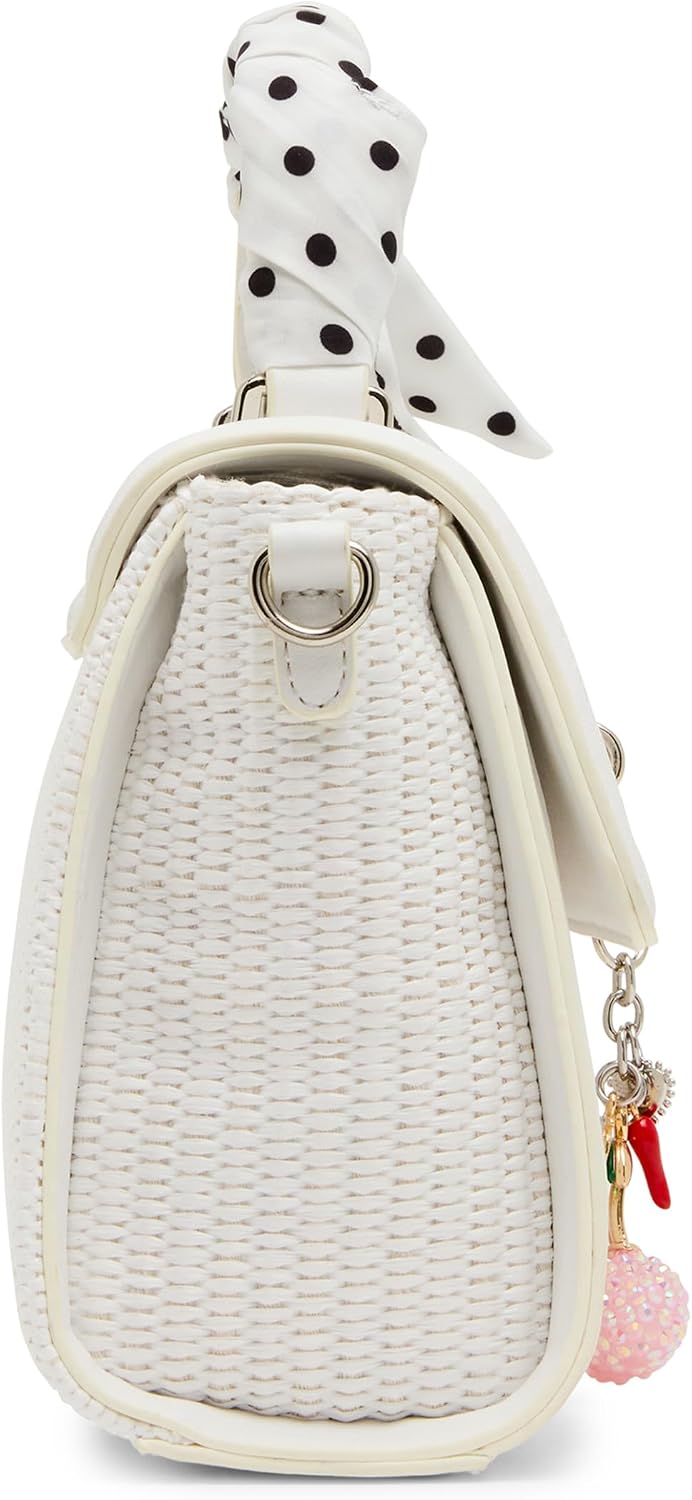 Madden Girl ALEAHS Straw Top Handle Bag, White