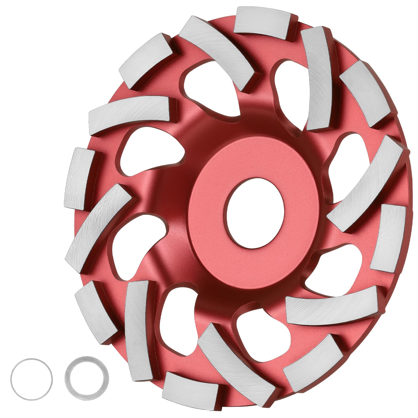 Mola a Tazza Diamantata Disco Diamantato 125 x 22,23 mm, Disco Abrasivo Diamantato per levigare Cemento Mattoni Muratura Granito Pietra Intonaco Gesso Qualità Industriale (Rosso)
