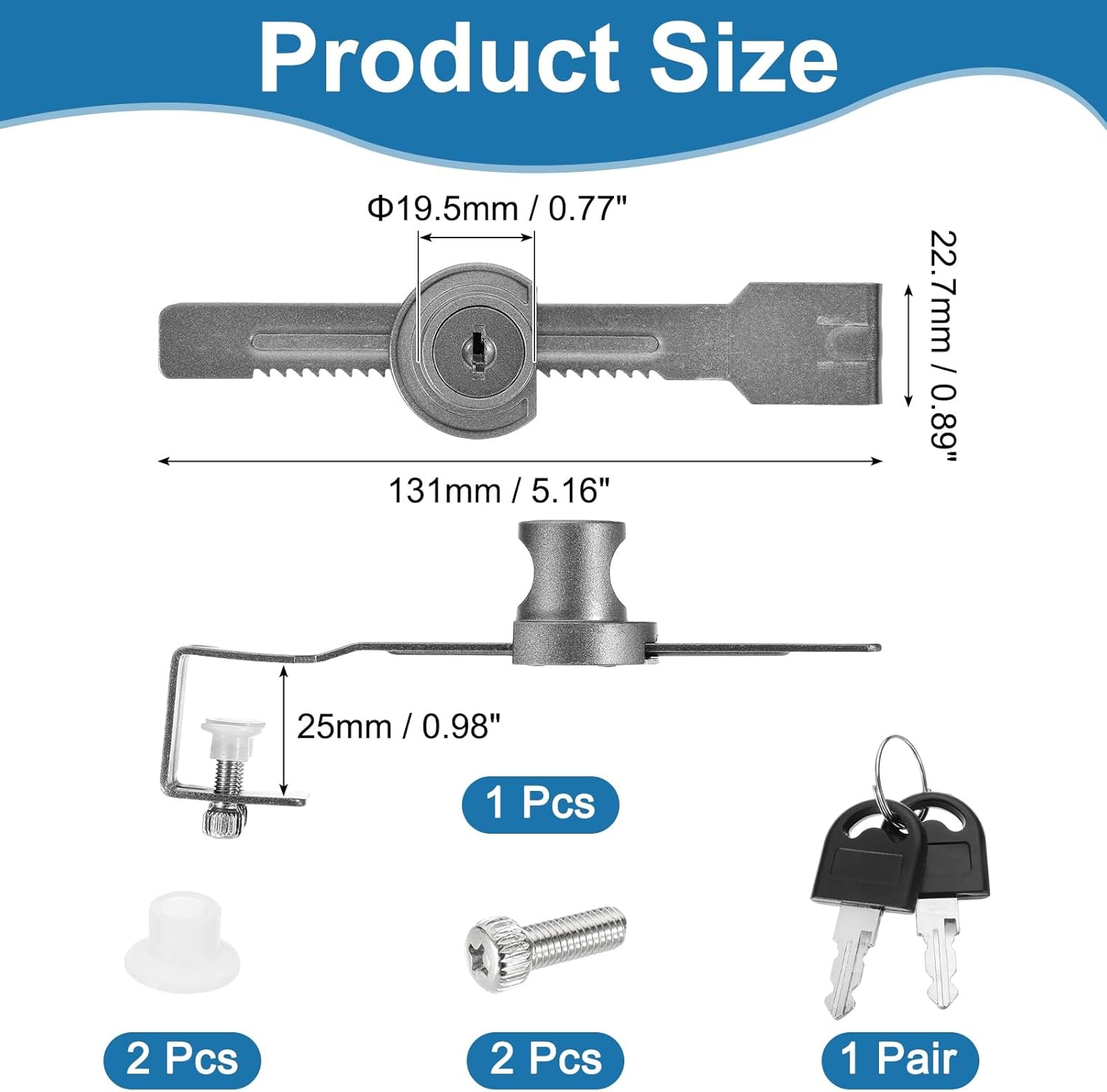 1" Sliding Glass Door Ratchet Lock, Keyed Alike Secure Showcase Display Case Lock - No Drill, for 10-20mm/ 0.39-0.79 inch Cabinet Stores Glass Door, Grey