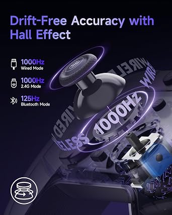 EasySMX X05Pro Wireless Controller for PC Ergonomic Skin-Like Grip, Quiet-Touch Low-Noise Buttons, Dual-Mode Impulse Triggers, Hall Joysticks, 2 Programmable Buttons, RGB, 1000mAh Battery PC/Switch/Android/iOS