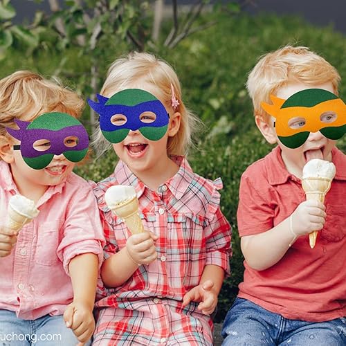 Miniatura 6 de Paquete de 32 máscaras de tortugas para niños, juegos temáticos de tortugas, suministros de fiesta de cumpleaños, decoración de fiesta, regalo