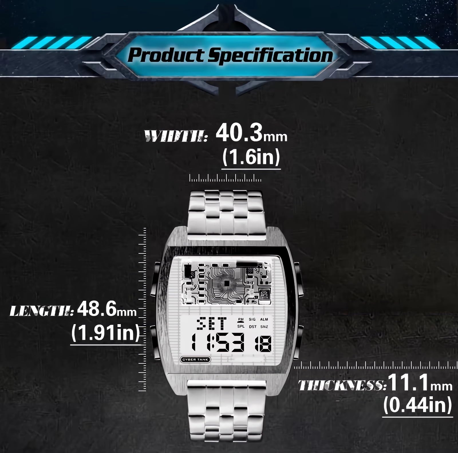 Męski zegarek cyfrowy retro industrialny metalowy styl wodoodporny 50 m zegarki sportowe dla mężczyzn czas na świecie Reloj de Hombre