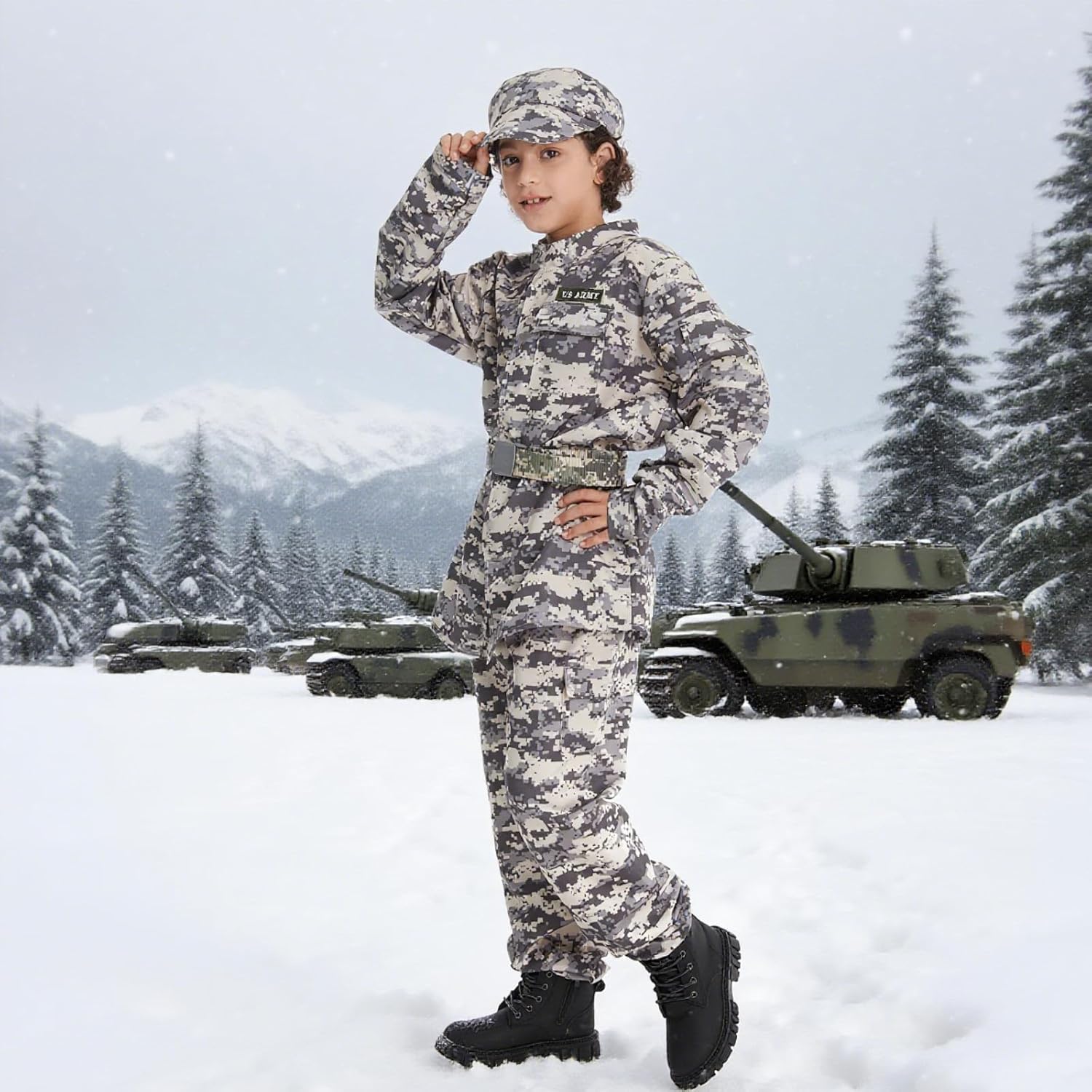 TOONRAIN Kids Army Costume Soldier Costume Set Dress up Military Uniform Outfit for Boys Halloween Role Play Set - Image 6