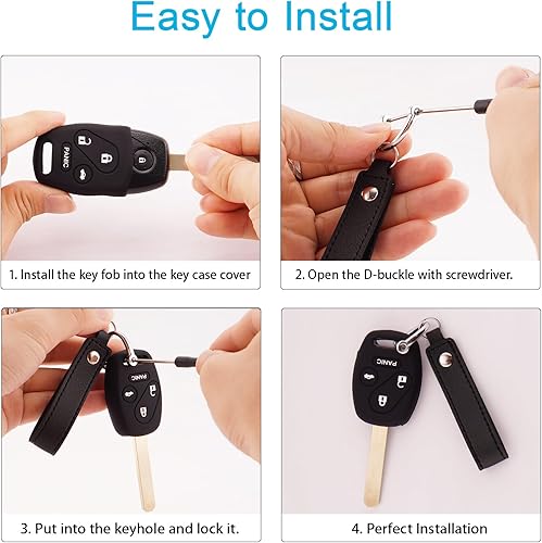 Miniatura 3 de Protector de silicona para llavero compatible con accesorios Honda, 4 botones, Accord Crosstour Civic CR-V Pilot Element, protector inteligente para