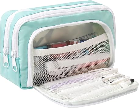 Large Capacity Pencil Case Pouch Pen Bag for School Teen Girl Boy Kids Men Women Pure B Green