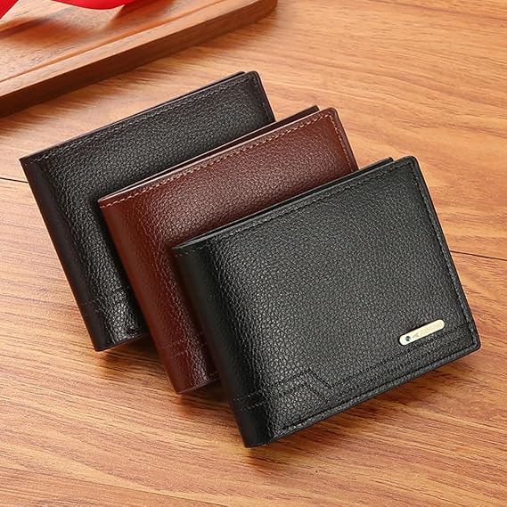 Slim Wallet for Men with Coin Purse, Minimalist Wallet with Zipper, Bifold Mens Wallet with Credit Card Holder, PU Leather Men Wallet with Money Clip, Carteras Para Hombres, Brown L