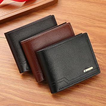 Slim Wallet for Men with Coin Purse, Minimalist Wallet with Zipper, Bifold Mens Wallet with Credit Card Holder, PU Leather Men Wallet with Money Clip, Carteras Para Hombres, Brown L