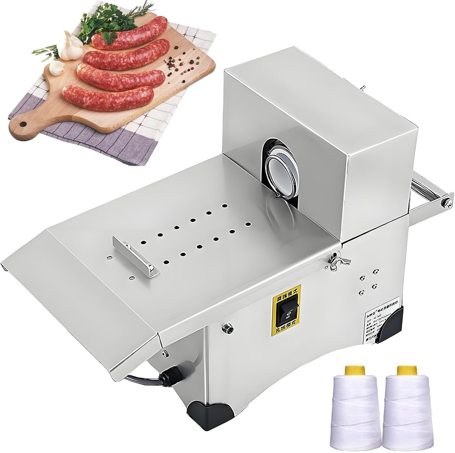 Commercial Grade Sausage Linker, Automatic Sausage Tying Machine 304 Stainless Steel, Space-Saving Design for Home & Butcher Shop Use